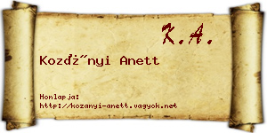Kozányi Anett névjegykártya